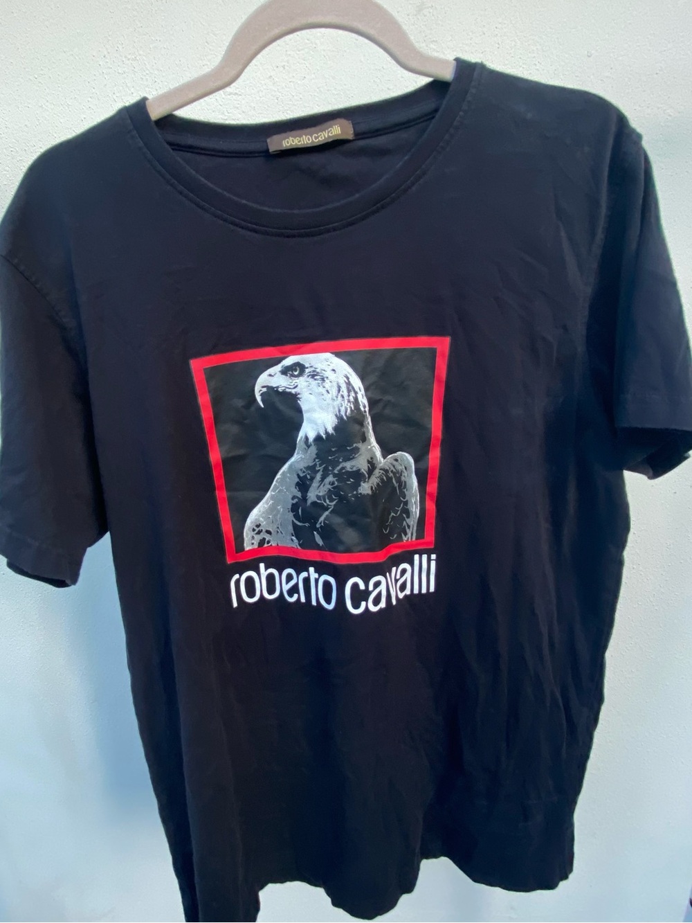 Roberto Cavalli Black & White Red Eagle Graphic T-shirt Size XXL